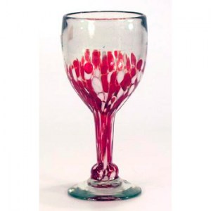 BGX Red- White Confetti Wine Glass          3″ X 7″